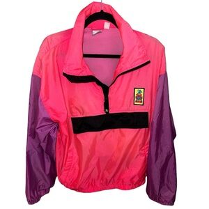 Vintage OP Ocean Pacific Xtreme Air 1/2 Zip Windbreaker Blue/Neon size XL  90s